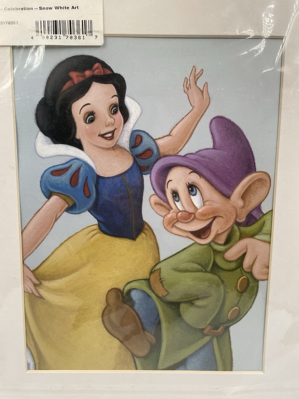 DISNEY SNOW WHITE and DOPEY Lithograph Animation Art 11"x14" SEVEN DWARFS